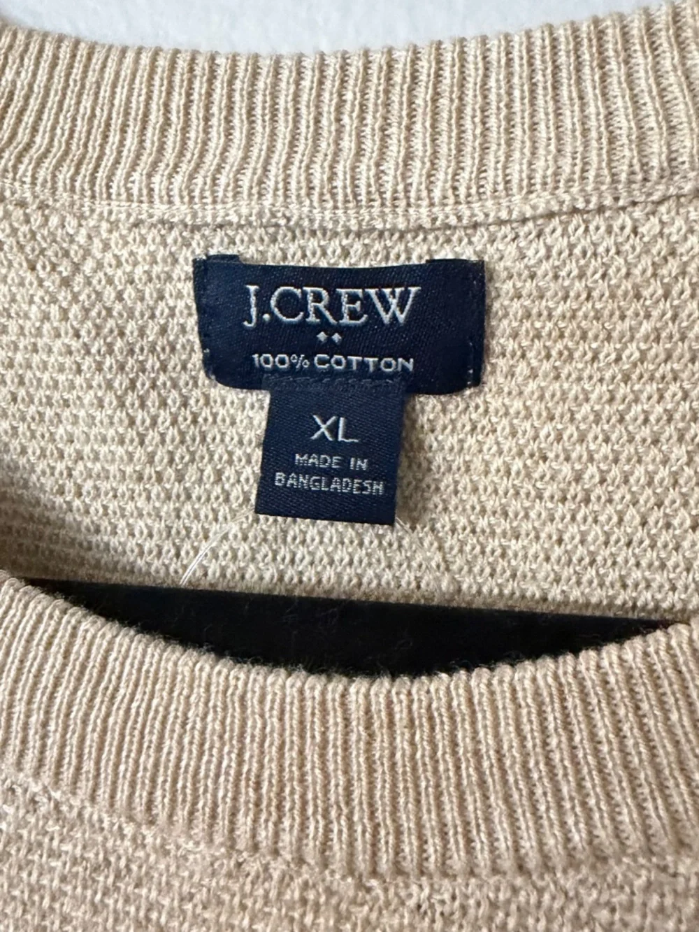 J. Crew Men’s Tan Long Sleeve 100% Cotton Knit Crewneck Sweater Sz XL NWT